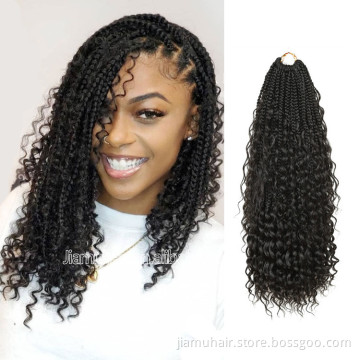 Bohemian Omber Synthetic Braiding Hair Extensions Goddess Box Braids Crochet Hair With Curly End
